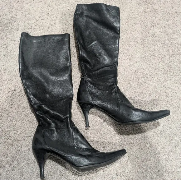 Cole Haan boots black size 9 leather heeled