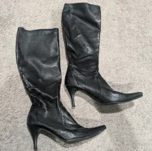 Cole Haan boots black size 9 leather heeled