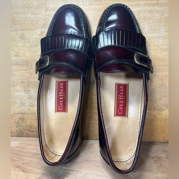 Cole Haan City Mens Size 9.5 (D) Kiltie Monk Strap Slip On Loafers Shoes Brown