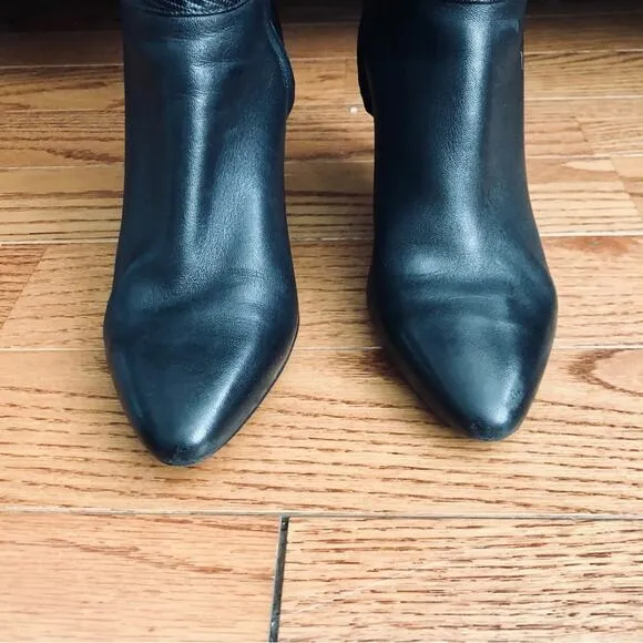 Cole Haan Garner Tall Dress Black Knee-High Leather Boots Women's Size 7.5