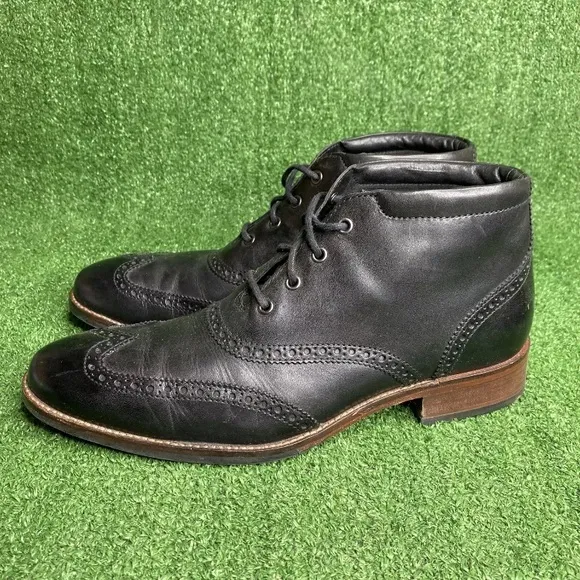 Cole Haan Liam Chukka II Semi Wing Tip C11052 Men's Black Leather Boots Sz 9 M