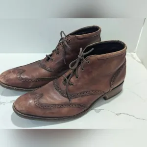 Cole Haan Liam Chukka II Wingtip  Leather Ankle Boots Brown Brogue C11053 sz 13M