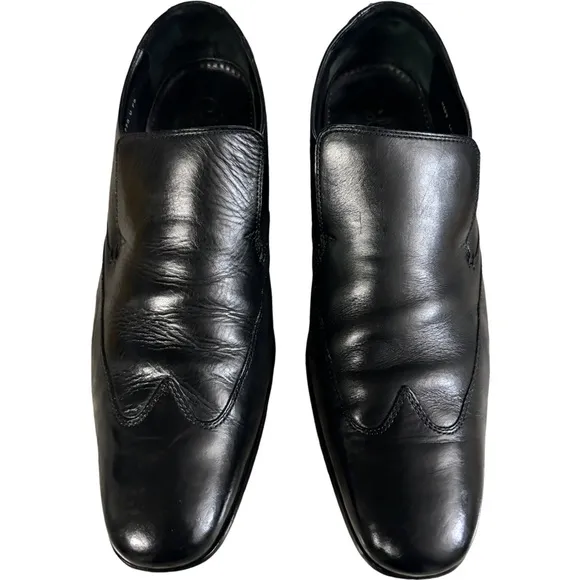 Cole Haan Loafers Dress Shoes Wingtip Slip On Black Leather Mens Size 10.5 M