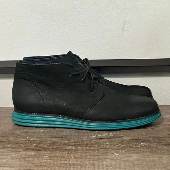 Cole Haan Lunargrand Chukka Men’s Boots Shoes Size 11 Black/Teal