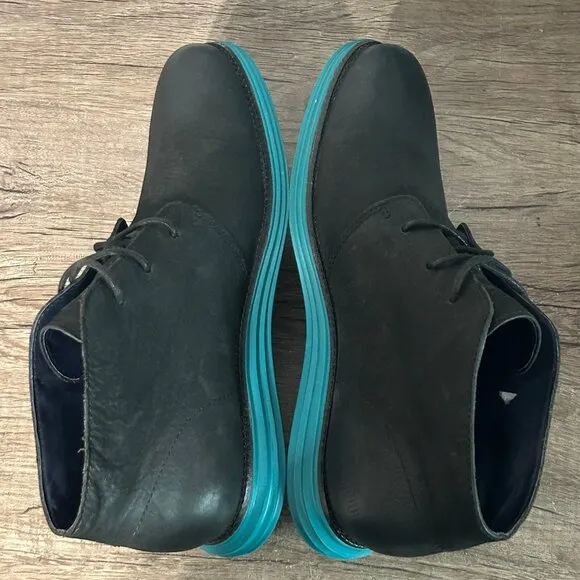 Cole Haan Lunargrand Chukka Men’s Boots Shoes Size 11 Black/Teal