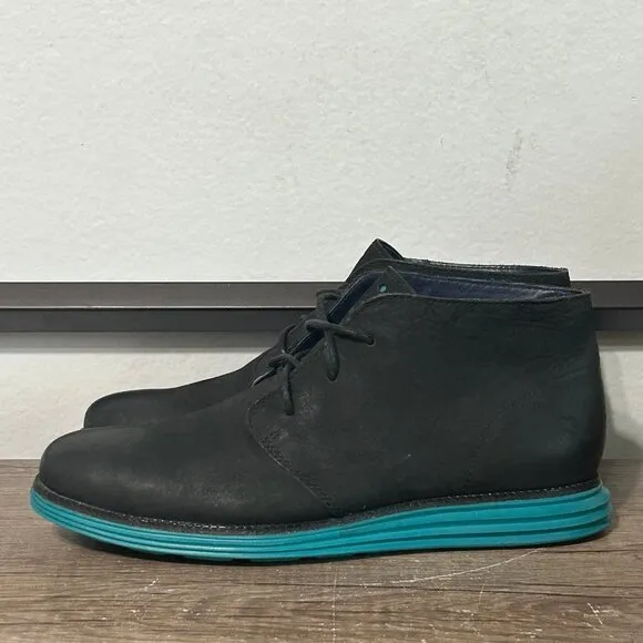 Cole Haan Lunargrand Chukka Men’s Boots Shoes Size 11 Black/Teal
