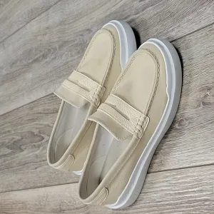 Cole Haan Size 6 1/2 Beige Grand Pro Rally Penny Loafer Shoes Canvas
