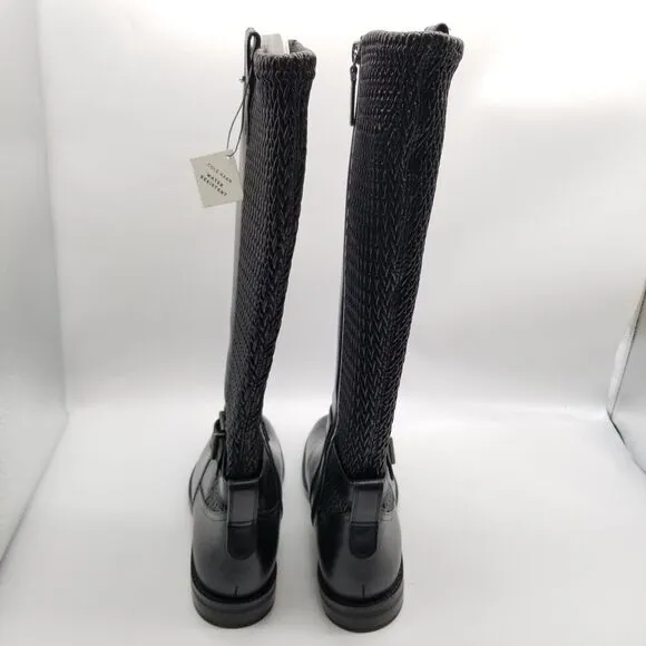 Cole Haan Women Clover Stretch High Boots Sz 6 B Black Leather Zip