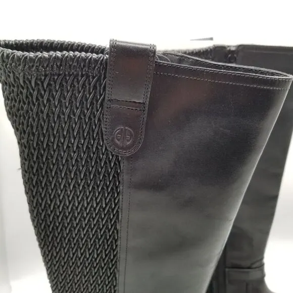 Cole Haan Women Clover Stretch High Boots Sz 6 B Black Leather Zip