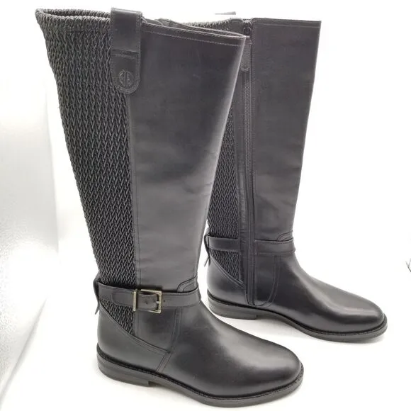 Cole Haan Women Clover Stretch High Boots Sz 6 B Black Leather Zip