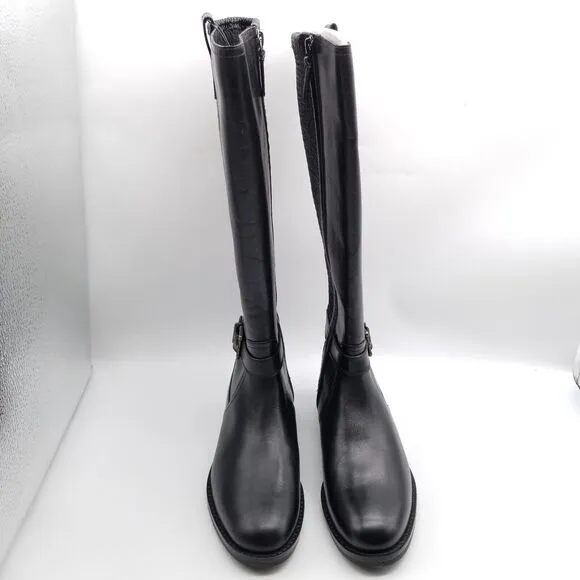 Cole Haan Women Clover Stretch High Boots Sz 6 B Black Leather Zip