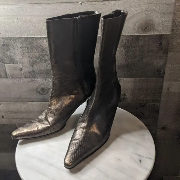 Cole Haan Metallic Snakeskin Boots 9B
