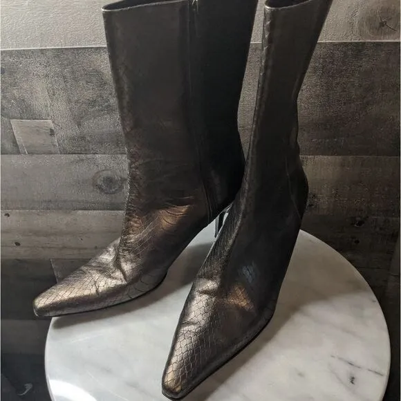 Cole Haan Metallic Snakeskin Boots 9B