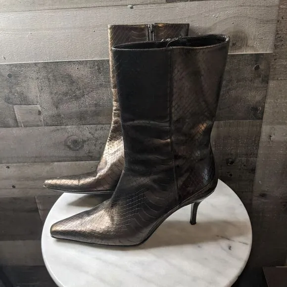 Cole Haan Metallic Snakeskin Boots 9B