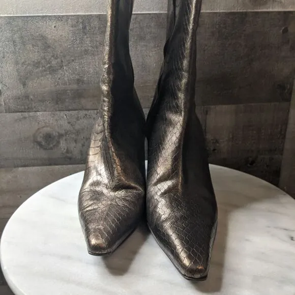 Cole Haan Metallic Snakeskin Boots 9B