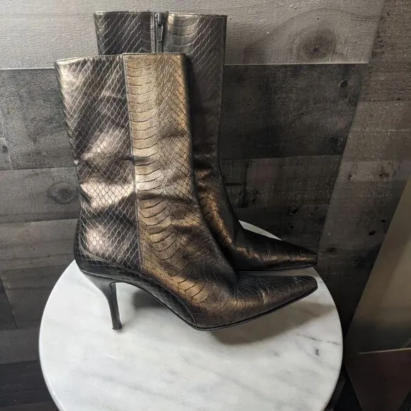 Cole Haan Metallic Snakeskin Boots 9B