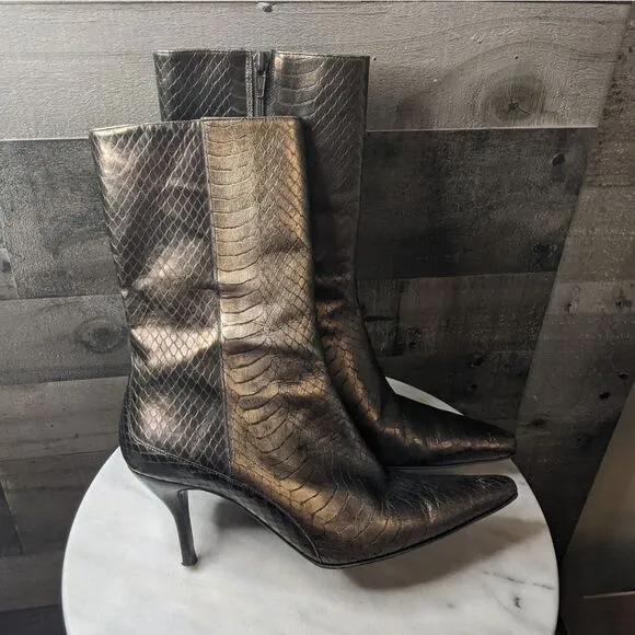 Cole Haan Metallic Snakeskin Boots 9B