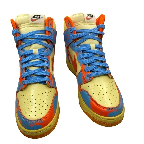 Colorful High-Top Nike  Sneakers with Red Swoosh Woman’s Size 8.5