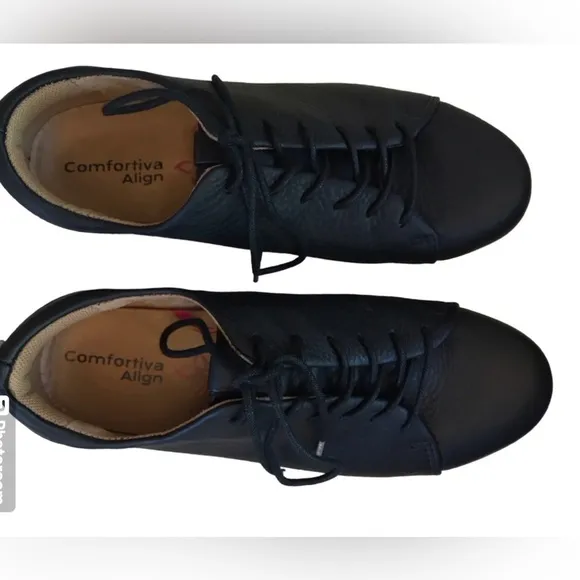 Comfortiva Align Cayson Black Leather Lace Up Sneakers - 7