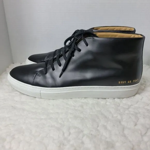 Common Projects Black Leather High-Top Sneakers