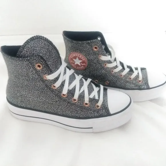 Converse All Star Chuck Taylor LIFT glitter sneakers EUC women's 8