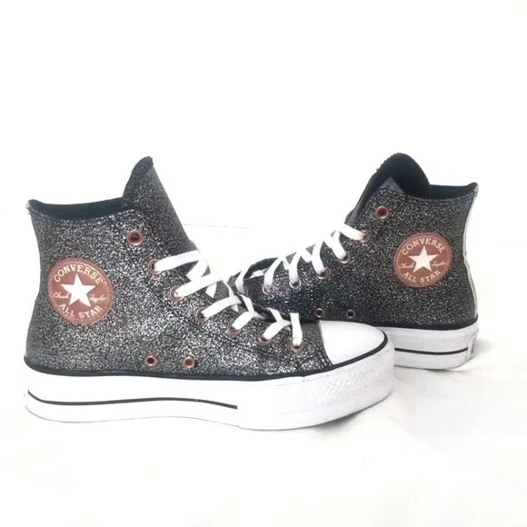 Converse All Star Chuck Taylor LIFT glitter sneakers EUC women's 8