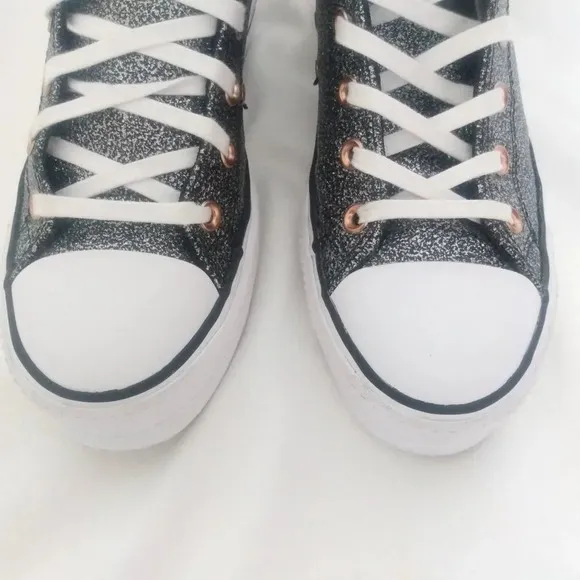 Converse All Star Chuck Taylor LIFT glitter sneakers EUC women's 8