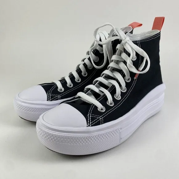 Converse All Star Move Hi Platform Sneakers Black/Pink Kids Size 6 Brand New