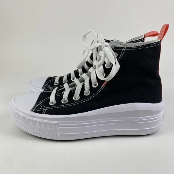 Converse All Star Move Hi Platform Sneakers Black/Pink Kids Size 6 Brand New