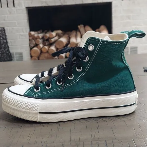 Converse All Stars Chuck Lift Custom Green Zebra Platform Sneaker Sz 4