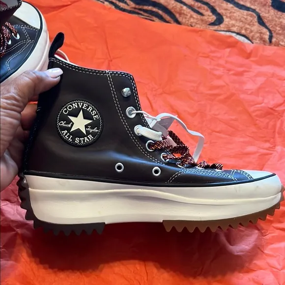 Converse Brown Leather Run Star Hike High-Top Sneakers