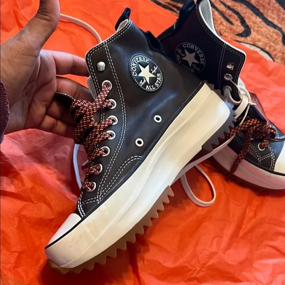 Converse Brown Leather Run Star Hike High-Top Sneakers