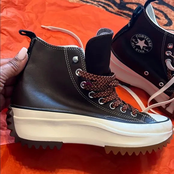Converse Brown Leather Run Star Hike High-Top Sneakers
