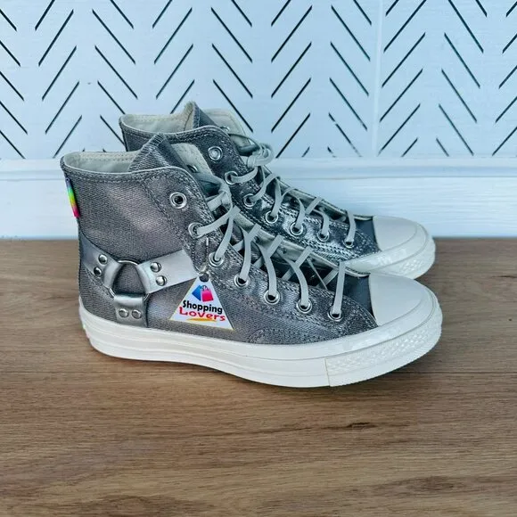 ⭐Converse Chuck 70 Pride Hi Size 9.5 Women's Shoes Silver Metallic A10214C New