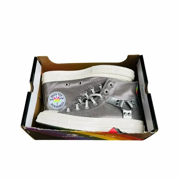 ⭐Converse Chuck 70 Pride Hi Size 9.5 Women's Shoes Silver Metallic A10214C New