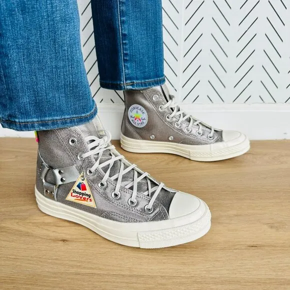 ⭐Converse Chuck 70 Pride Hi Size 9.5 Women's Shoes Silver Metallic A10214C New