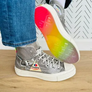 ⭐Converse Chuck 70 Pride Hi Size 9.5 Women's Shoes Silver Metallic A10214C New