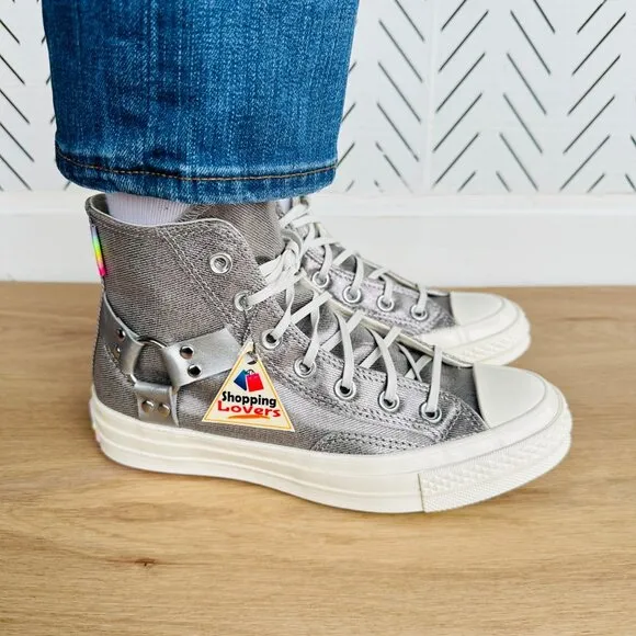 Converse Chuck 70 Pride High Top Silver Sz 7 Women Shoes Silver Metallic A10214C