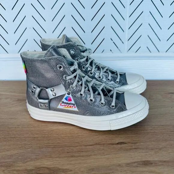 Converse Chuck 70 Pride High Top Silver Sz 7 Women Shoes Silver Metallic A10214C