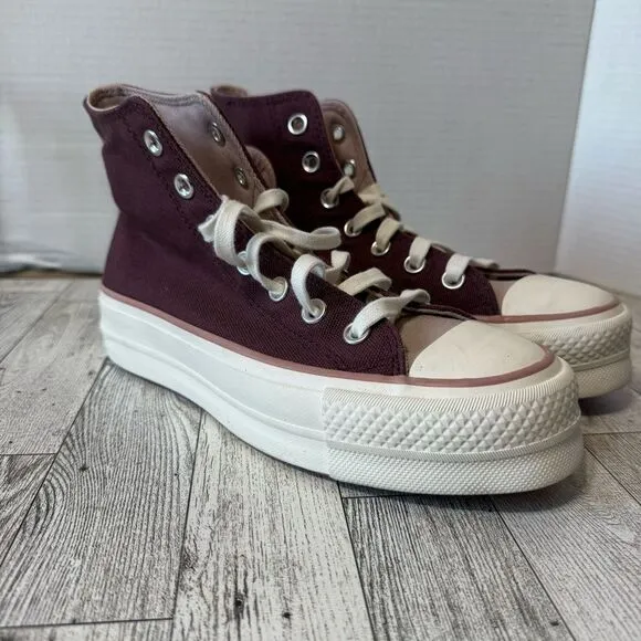 Converse- Chuck Star Platform Lift High Top Sneakers in 2 Tone Mauve- Sz. 6