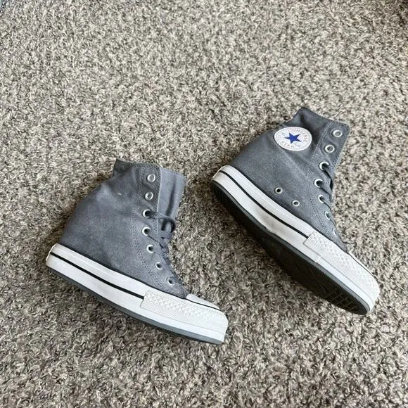 Converse Chuck Taylor All Star Grunge Hidden Wedge Sneakers Shoe Gray Size 7