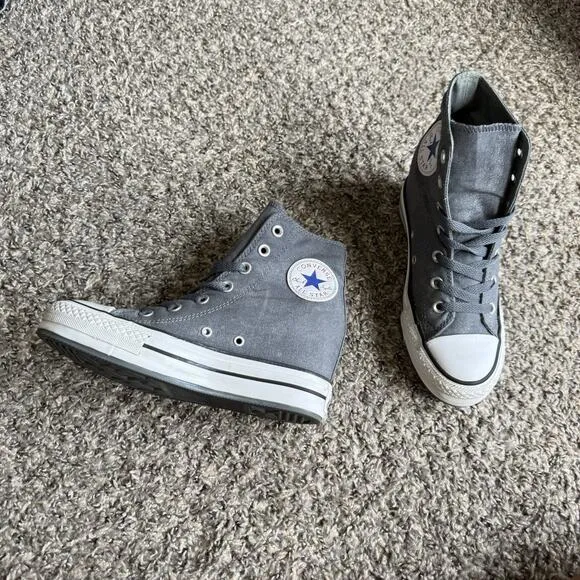Converse Chuck Taylor All Star Grunge Hidden Wedge Sneakers Shoe Gray Size 7