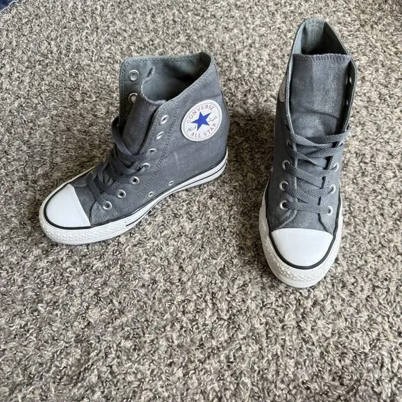 Converse Chuck Taylor All Star Grunge Hidden Wedge Sneakers Shoe Gray Size 7