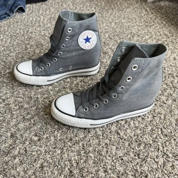 Converse Chuck Taylor All Star Grunge Hidden Wedge Sneakers Shoe Gray Size 7