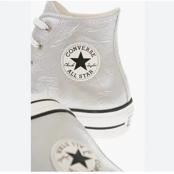Converse CHUCK TAYLOR ALL STAR HI LIFT SNEAKERS IN METALLIC SILVER size 9.5