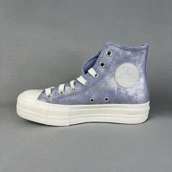 Converse Chuck Taylor All Star Lift Platform Suede Shimmer Shoes Womens 7 Lilac