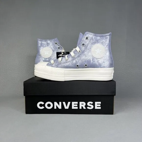Converse Chuck Taylor All Star Lift Platform Suede Shimmer Shoes Womens 7 Lilac