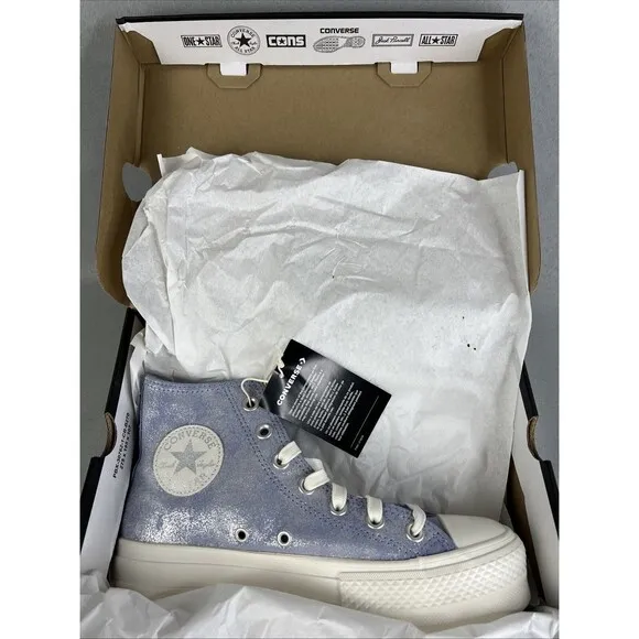 Converse Chuck Taylor All Star Lift Platform Suede Shimmer Shoes Womens 7 Lilac