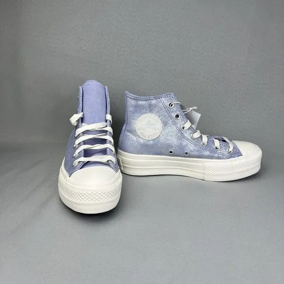Converse Chuck Taylor All Star Lift Platform Suede Shimmer Shoes Womens 7 Lilac