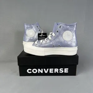 Converse Chuck Taylor All Star Lift Platform Suede Shimmer Shoes Womens 7 Lilac